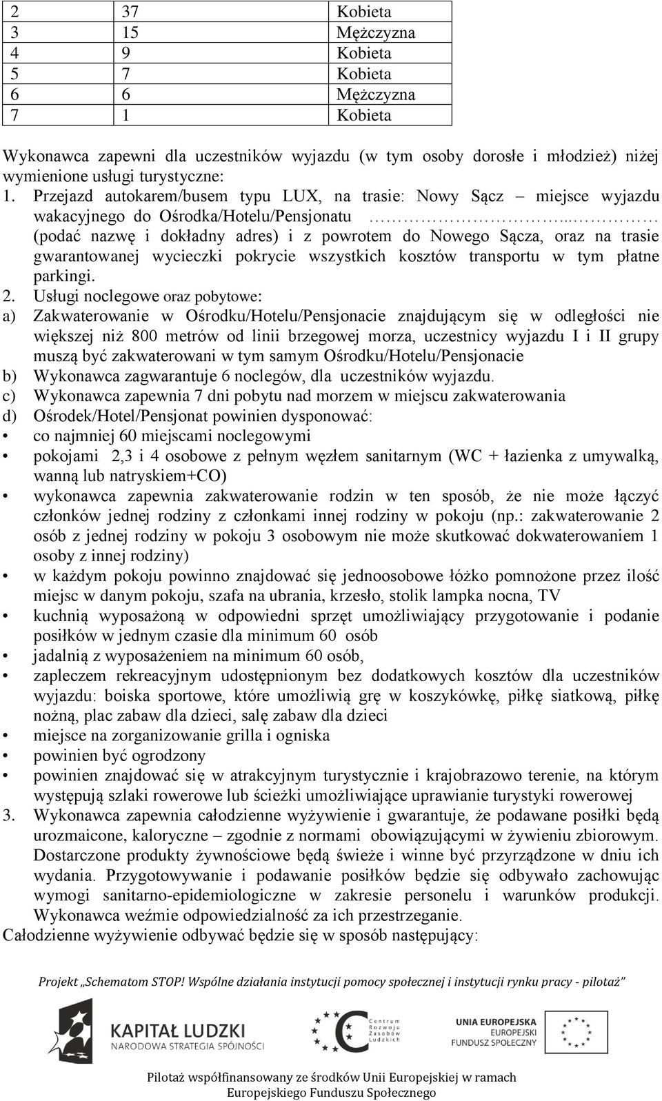 .. (podać nazwę i dokładny adres) i z powrotem do Nowego Sącza, oraz na trasie gwarantowanej wycieczki pokrycie wszystkich kosztów transportu w tym płatne parkingi. 2.