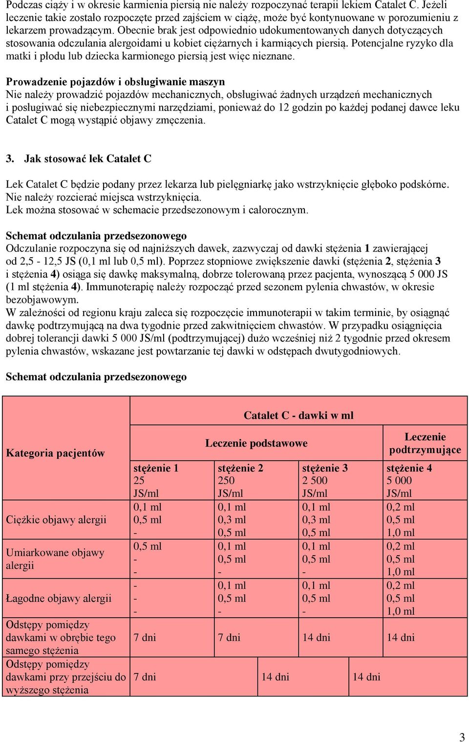 Obecnie brak jest odpowiednio udokumentowanych danych dotyczących stosowania odczulania alergoidami u kobiet ciężarnych i karmiących piersią.