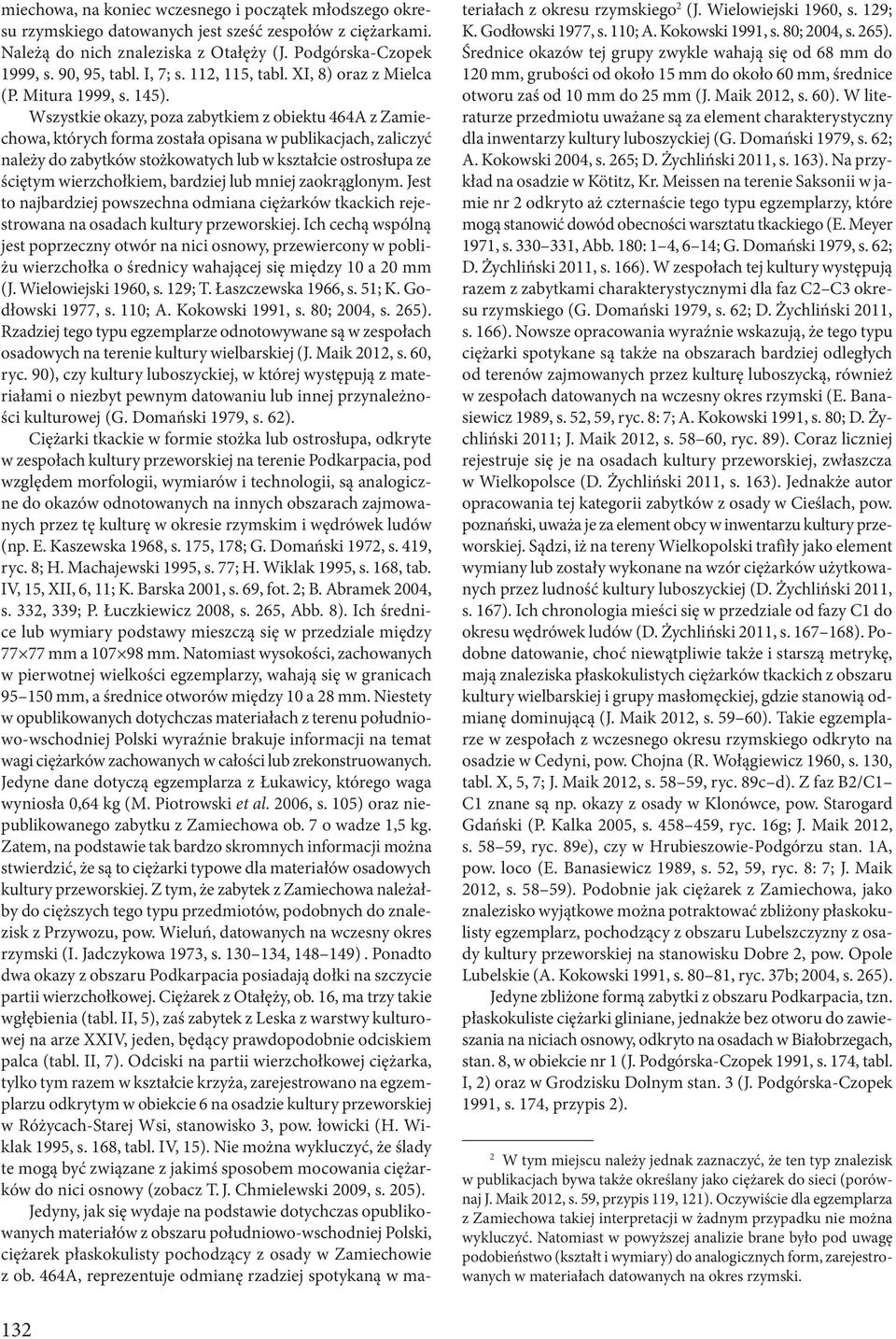 Wszystkie okazy, poza zabytkiem z obiektu 464A z Zamiechowa, których forma została opisana w publikacjach, zaliczyć należy do zabytków stożkowatych lub w kształcie ostrosłupa ze ściętym