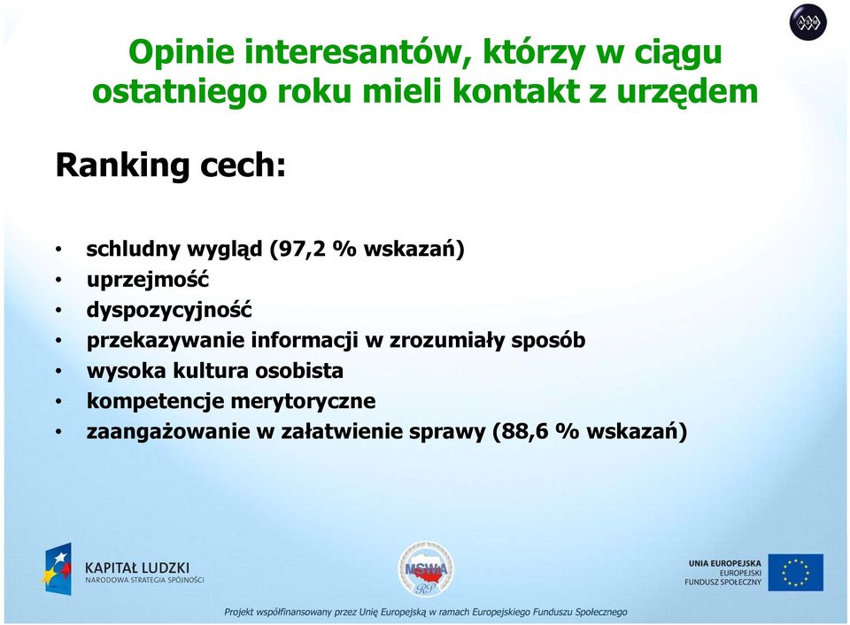 dyspozycyjność przekazywanie informacji w zrozumiały sposób wysoka