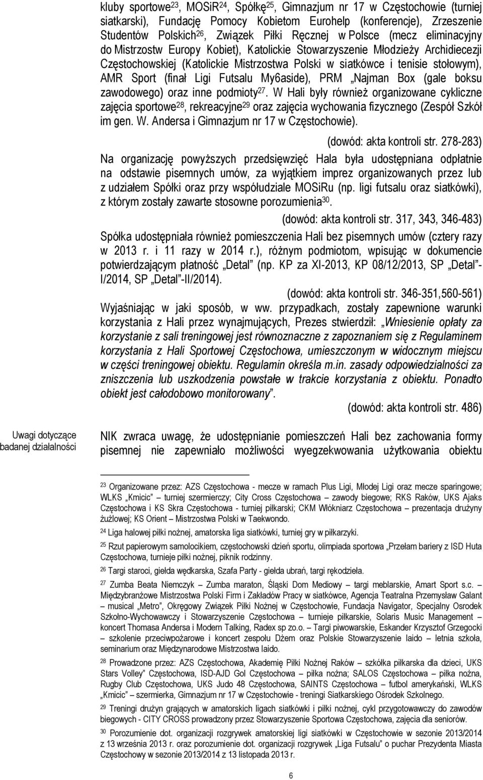 (finał Ligi Futsalu My6aside), PRM Najman Box (gale boksu zawodowego) oraz inne podmioty 27.