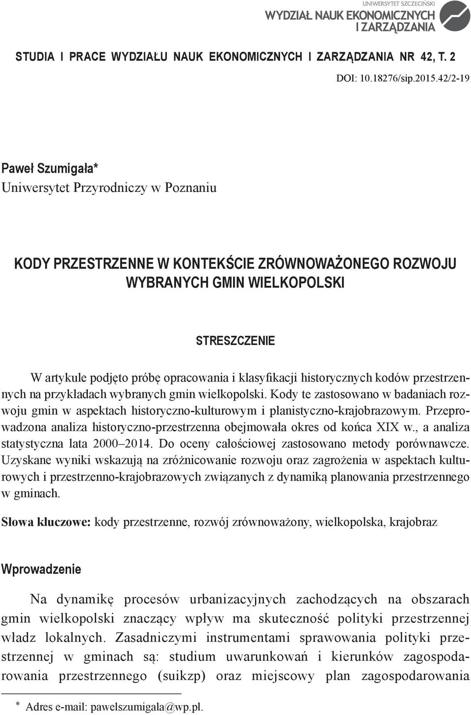 klasyfikacji historycznych kodów przestrzennych na przykładach wybranych gmin wielkopolski.