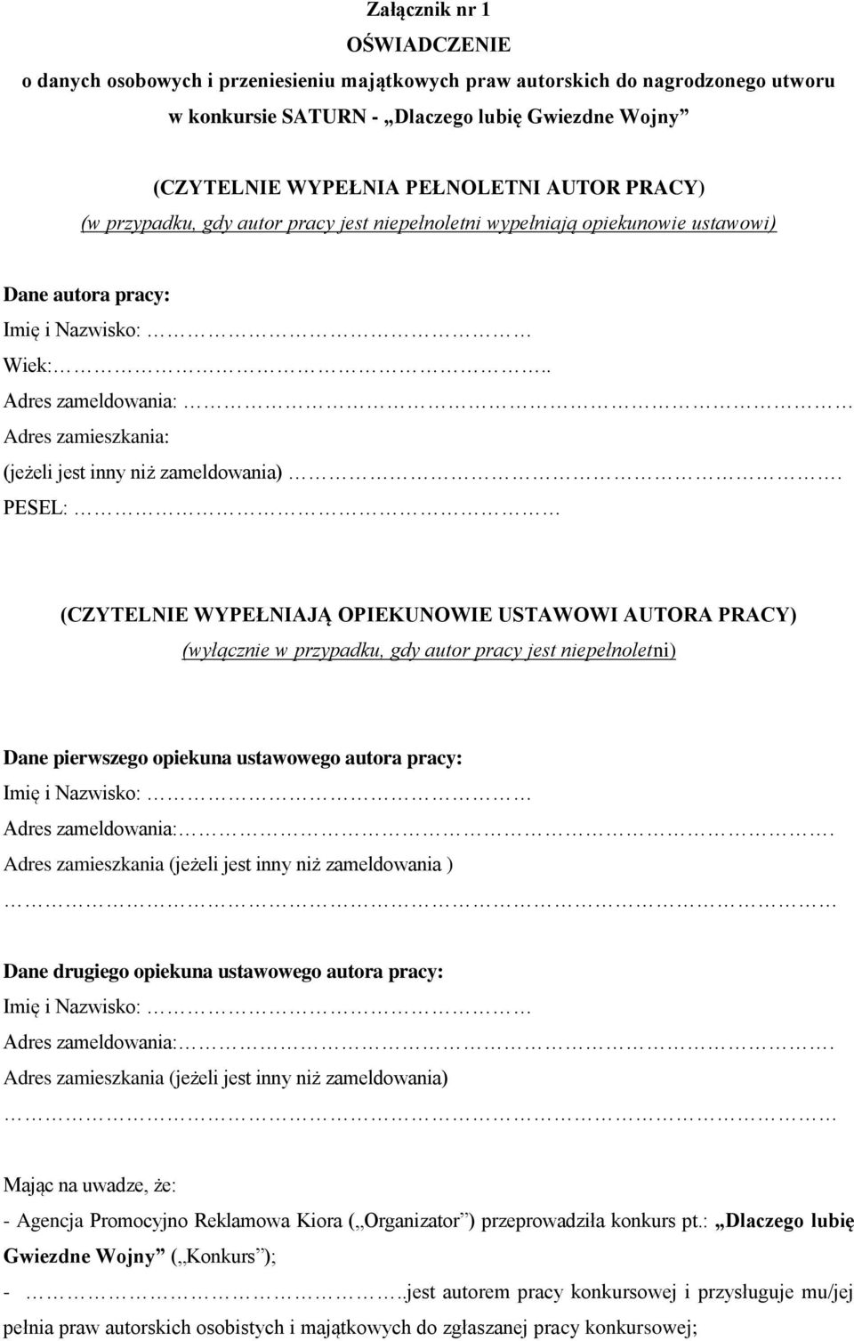 . Adres zameldowania: Adres zamieszkania: (jeżeli jest inny niż zameldowania).