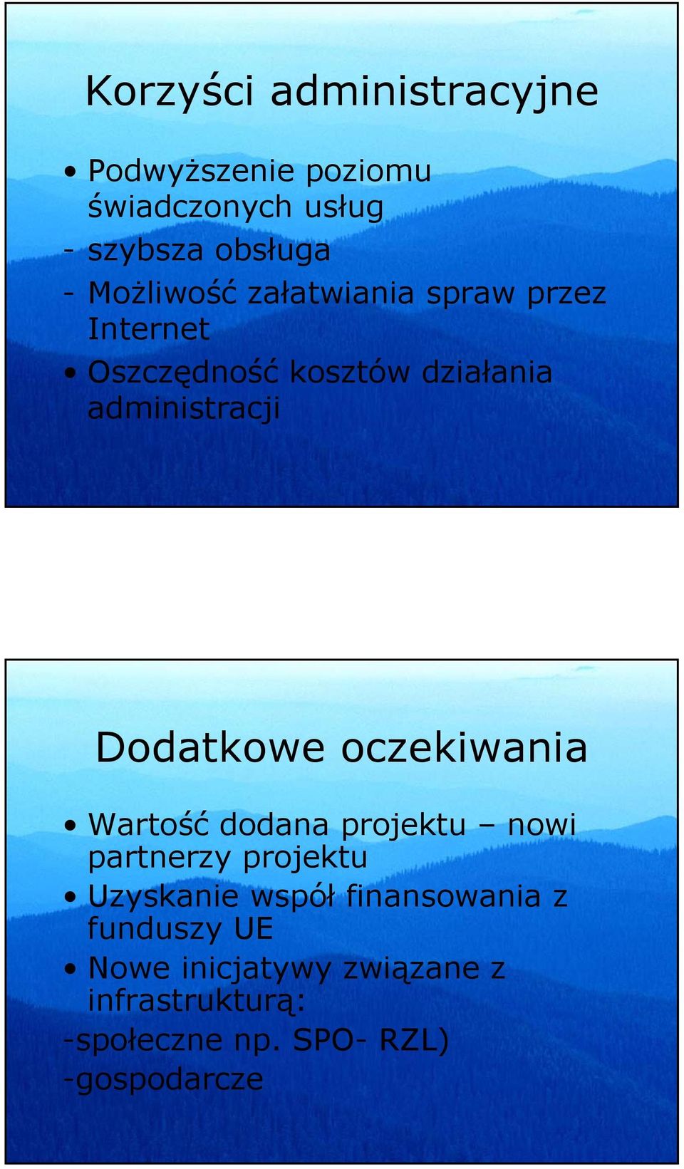 Dodatkowe oczekiwania Wartość dodana projektu nowi partnerzy projektu Uzyskanie współ