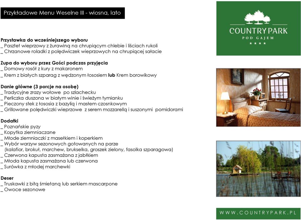 Tradycyjne zrazy wołowe po szlachecku _ Perliczka duszona w białym winie i świeżym tymianku _ Pieczony stek z łososia z bazylią i masłem czosnkowym _ Grillowane polędwiczki wieprzowe z serem