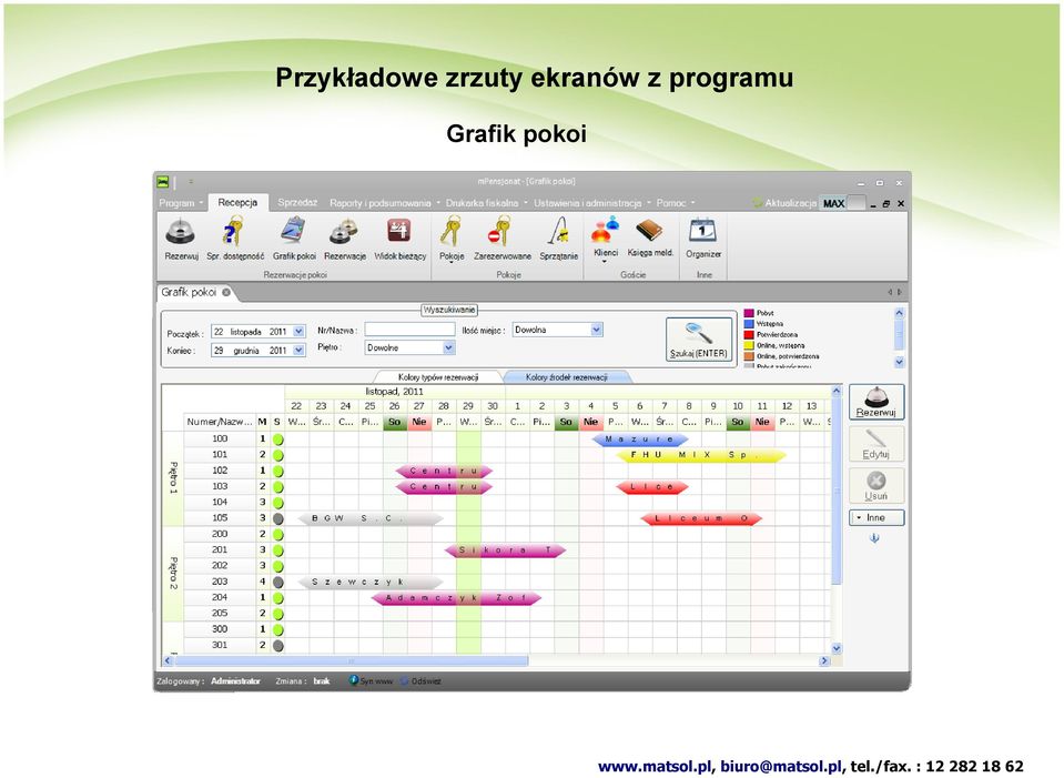 ekranów z