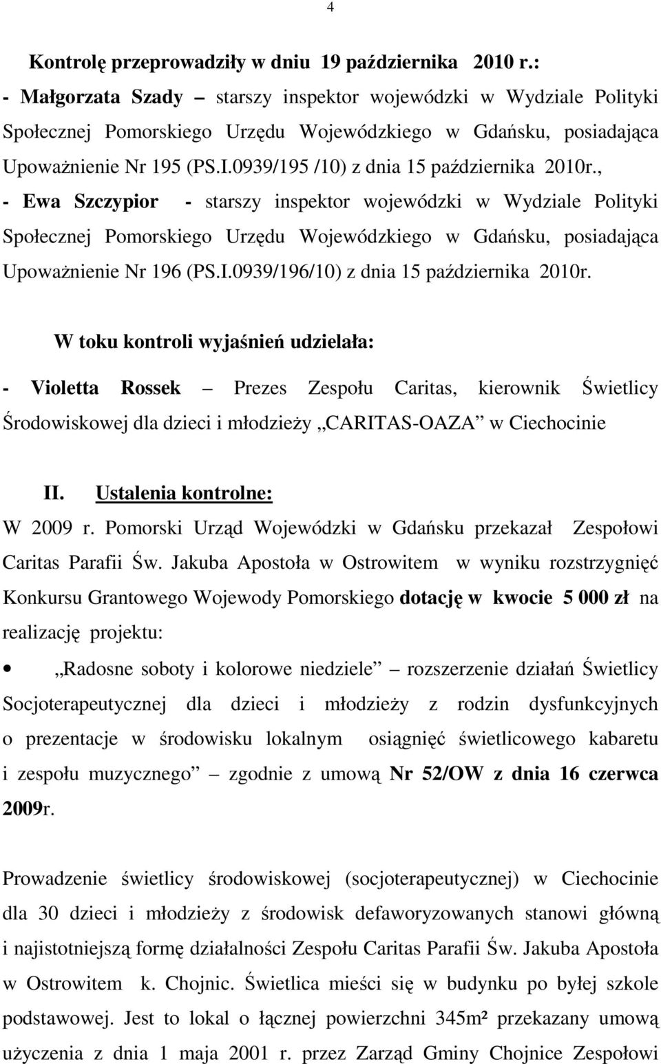 0939/195 /10) z dnia 15 października 2010r.
