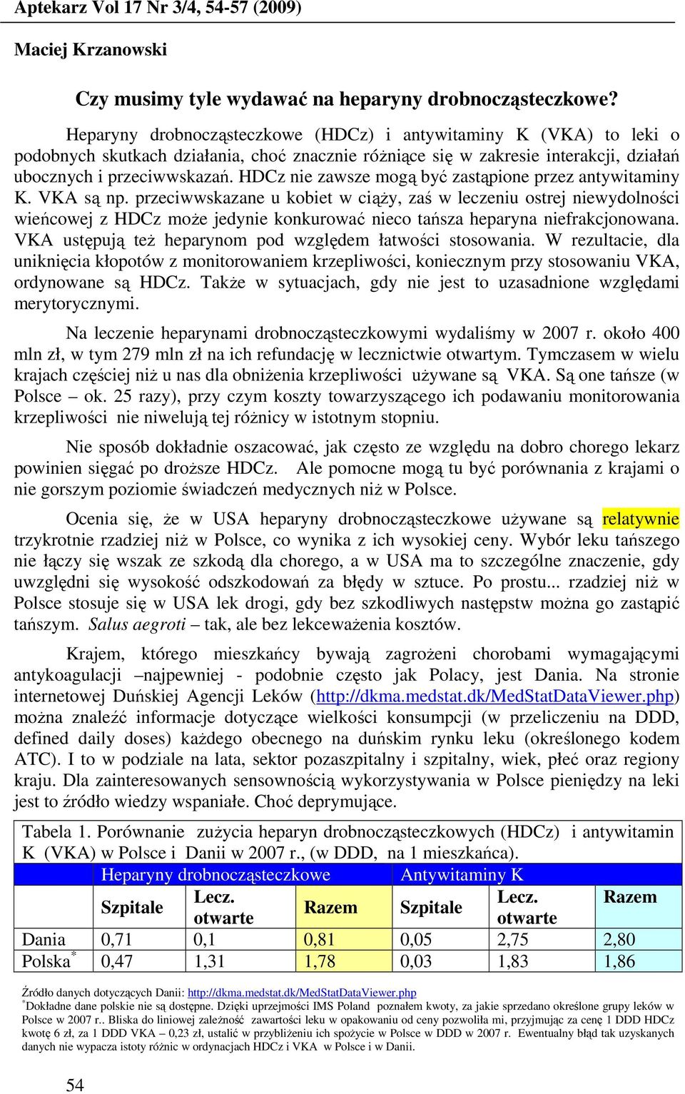 HDCz nie zawsze mogą być zastąpione przez antywitaminy K. VKA są np.