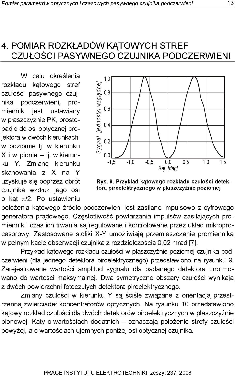 PK, prostopadle do osi optycznej projektora w dwóch kierunkach: w poziomie tj. w kierunku X i w pionie tj. w kierunku Y.