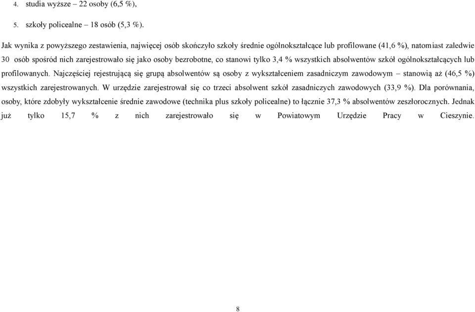 bezrobotne, co stanowi tylko 3,4 % wszystkich absolwentów szkół ogólnokształcących lub profilowanych.