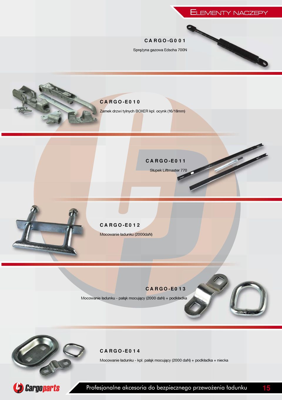 ocynk (16/18mm) CARGO-E011 S³upek Liftmaster 770 CARGO-E012 Mocowanie ³adunku