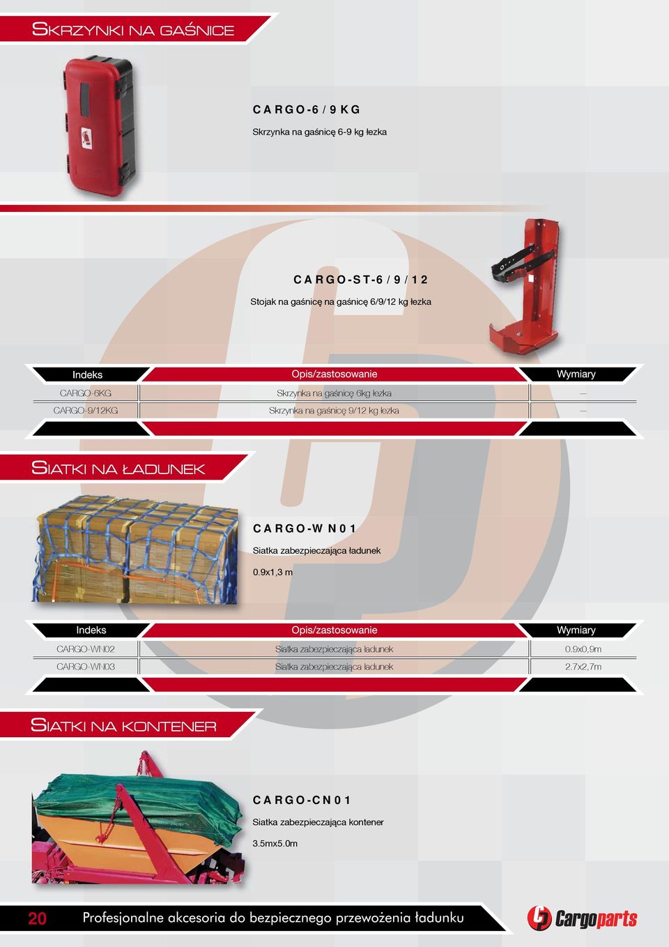 ŁADUNEK CARGO-WN01 Siatka zabezpieczaj¹ca ³adunek 0.9x1,3 m CARGO-WN02 Siatka zabezpieczaj¹ca ³adunek 0.