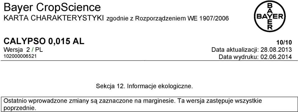 Ostatnio wprowadzone zmiany są