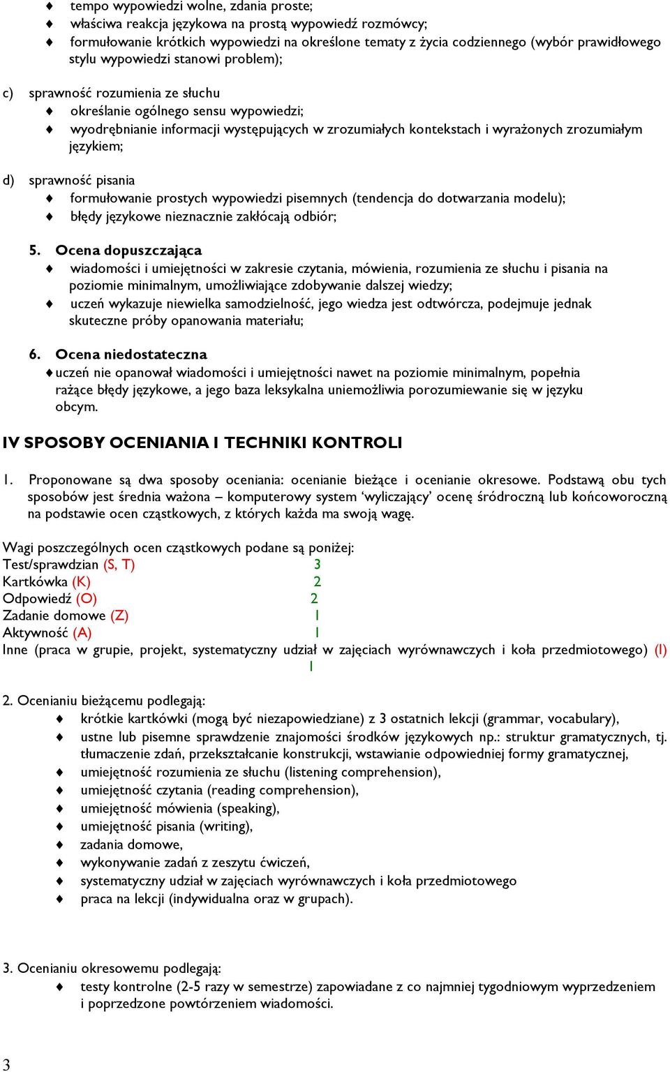 językiem; d) sprawność pisania formułowanie prostych wypowiedzi pisemnych (tendencja do dotwarzania modelu); błędy językowe nieznacznie zakłócają odbiór; 5.