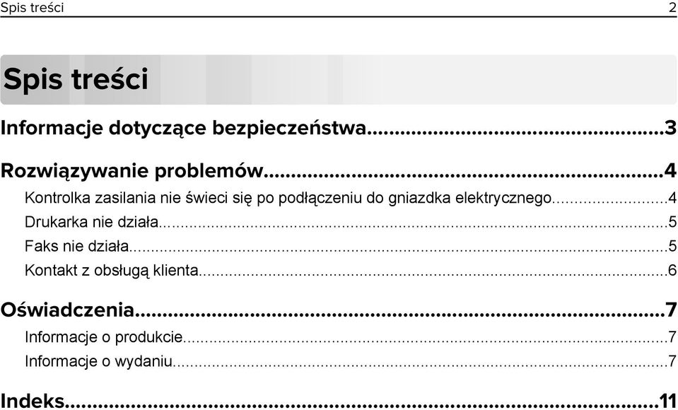 ..4 Kontrolka zasilania nie świeci się po podłączeniu do gniazdka elektrycznego.