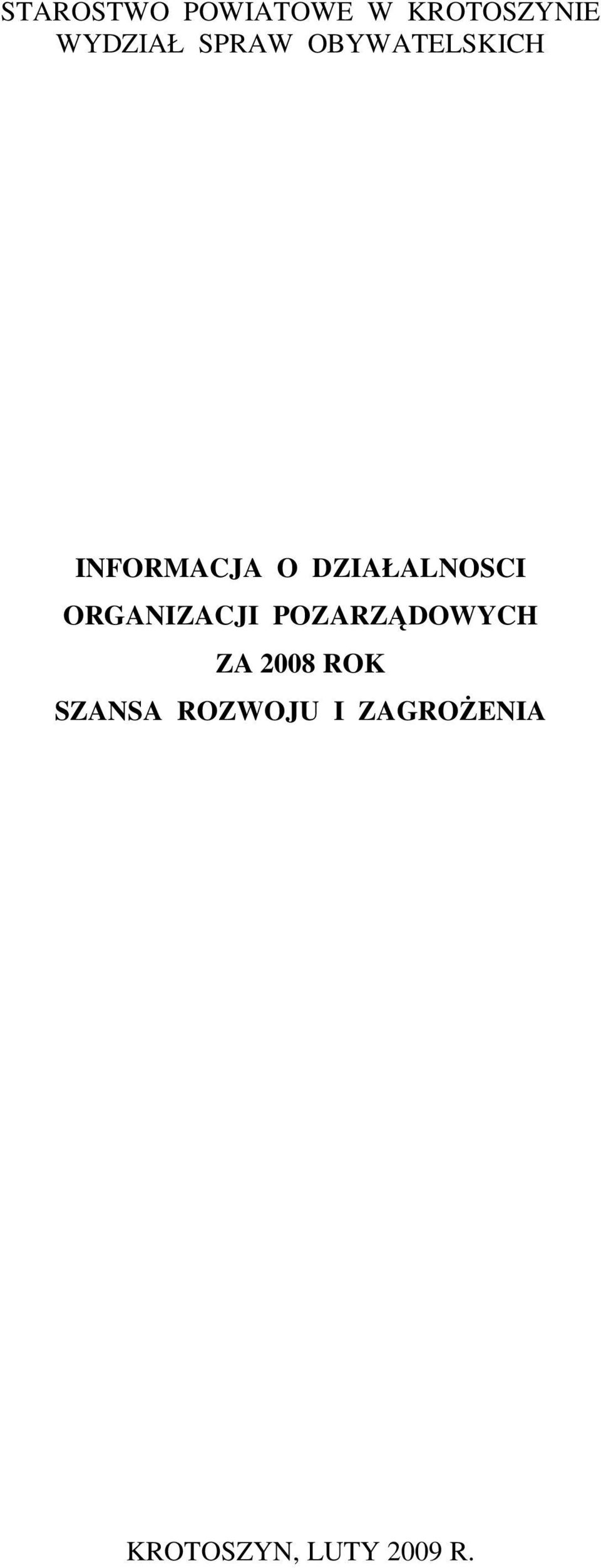 DZIAŁALNOSCI ORGANIZACJI POZARZĄDOWYCH ZA