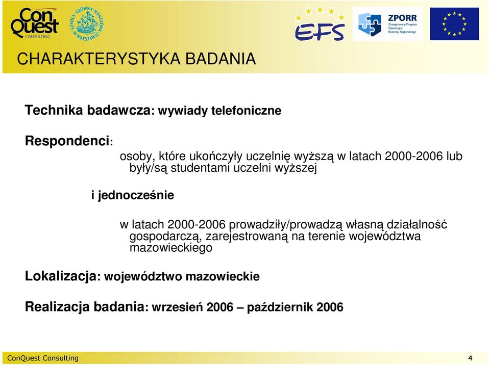 2000-2006 prowadziły/prowadzą własną działalność gospodarczą, zarejestrowaną na terenie województwa