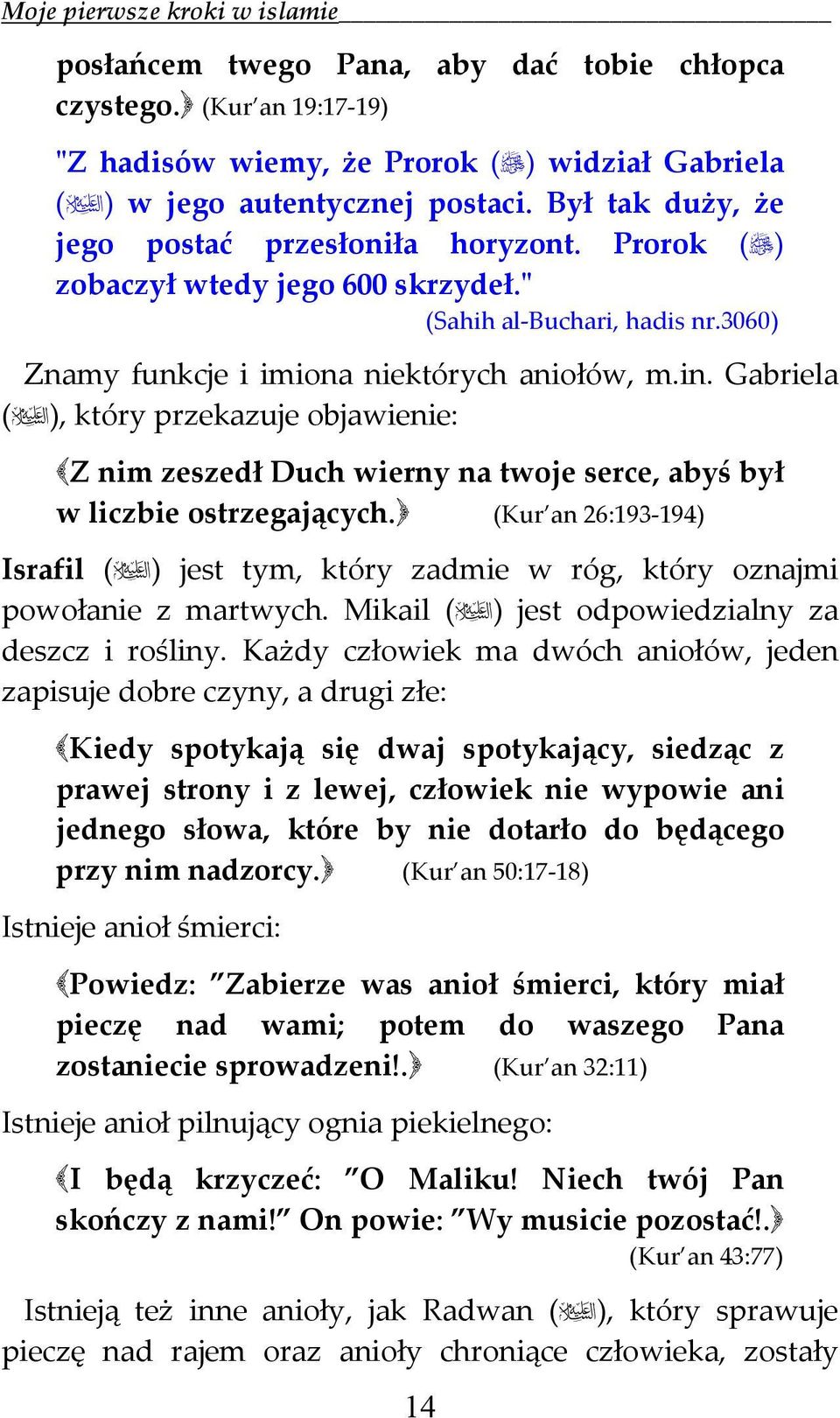 Gabriela ( ), który przekazuje objawienie: Z nim zeszedł Duch wierny na twoje serce, abyś był w liczbie ostrzegających.