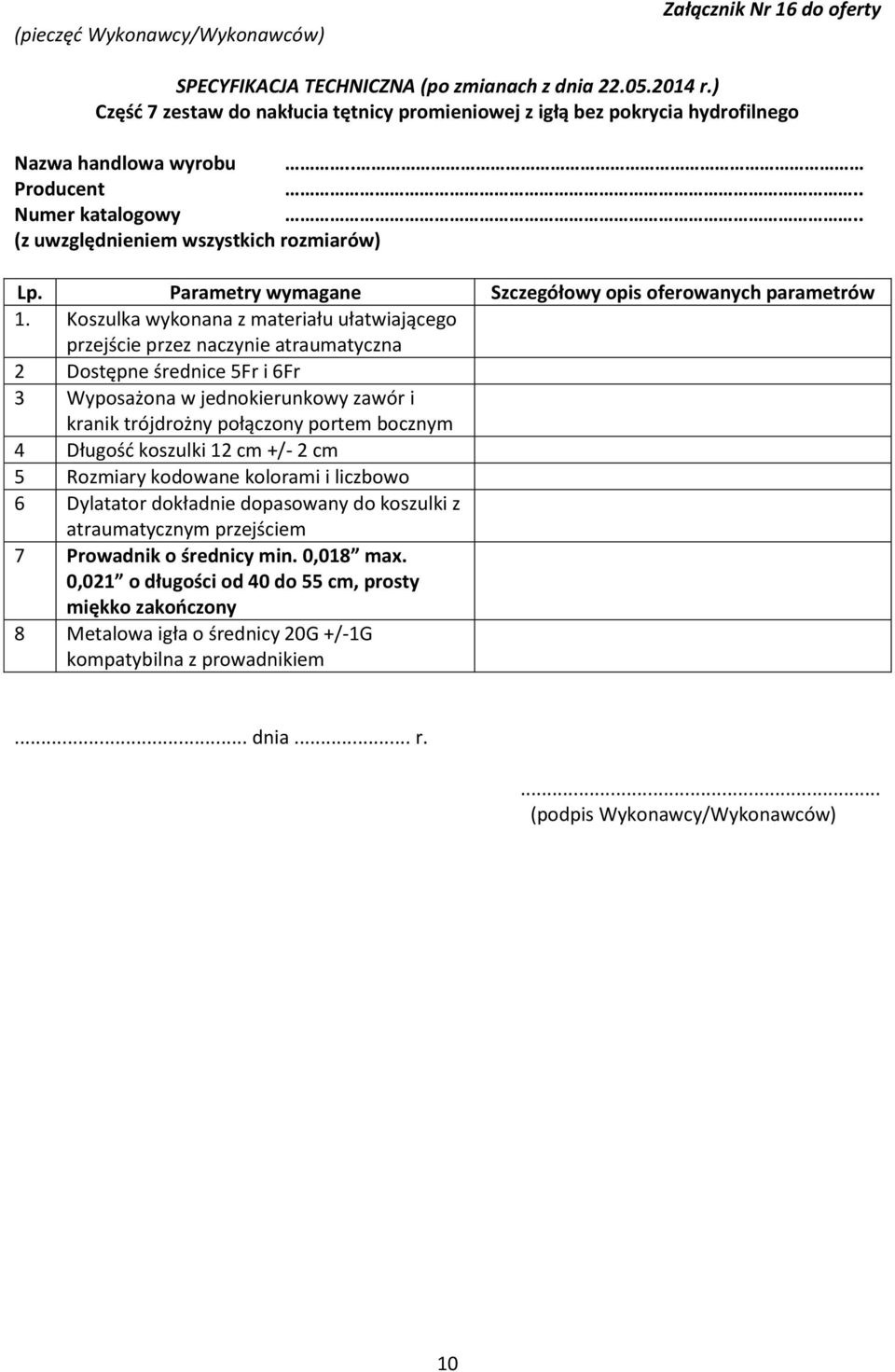 Parametry wymagane Szczegółowy opis oferowanych parametrów 1.