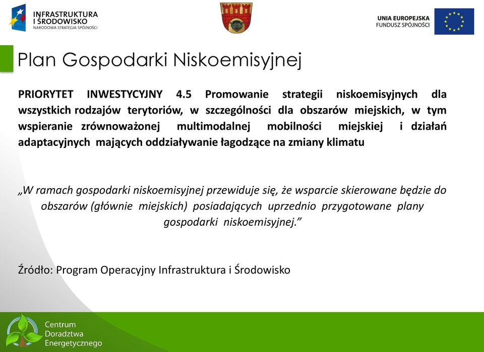 zrównoważonej multimodalnej mobilności miejskiej i działań adaptacyjnych mających oddziaływanie łagodzące na zmiany klimatu W ramach