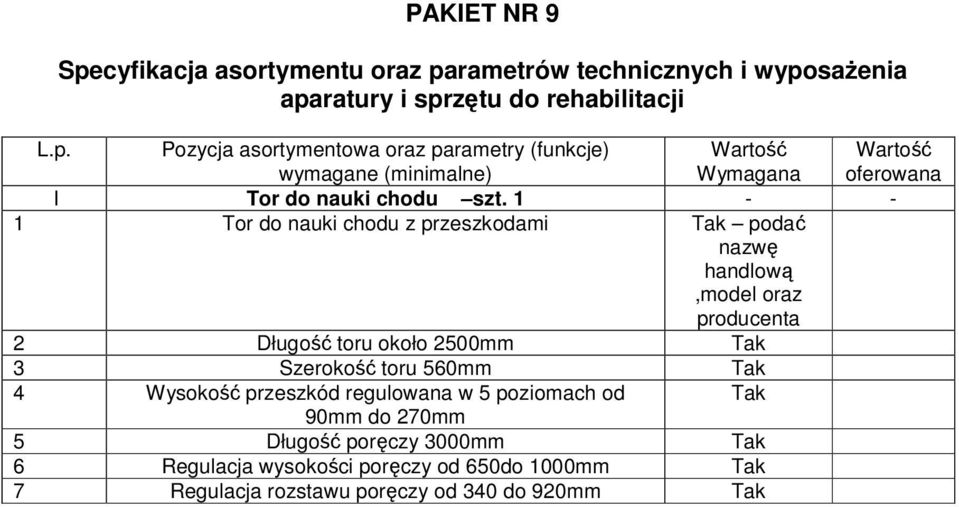 Szerokość toru 560mm 4 Wysokość przeszkód regulowana w 5 poziomach od 90mm do