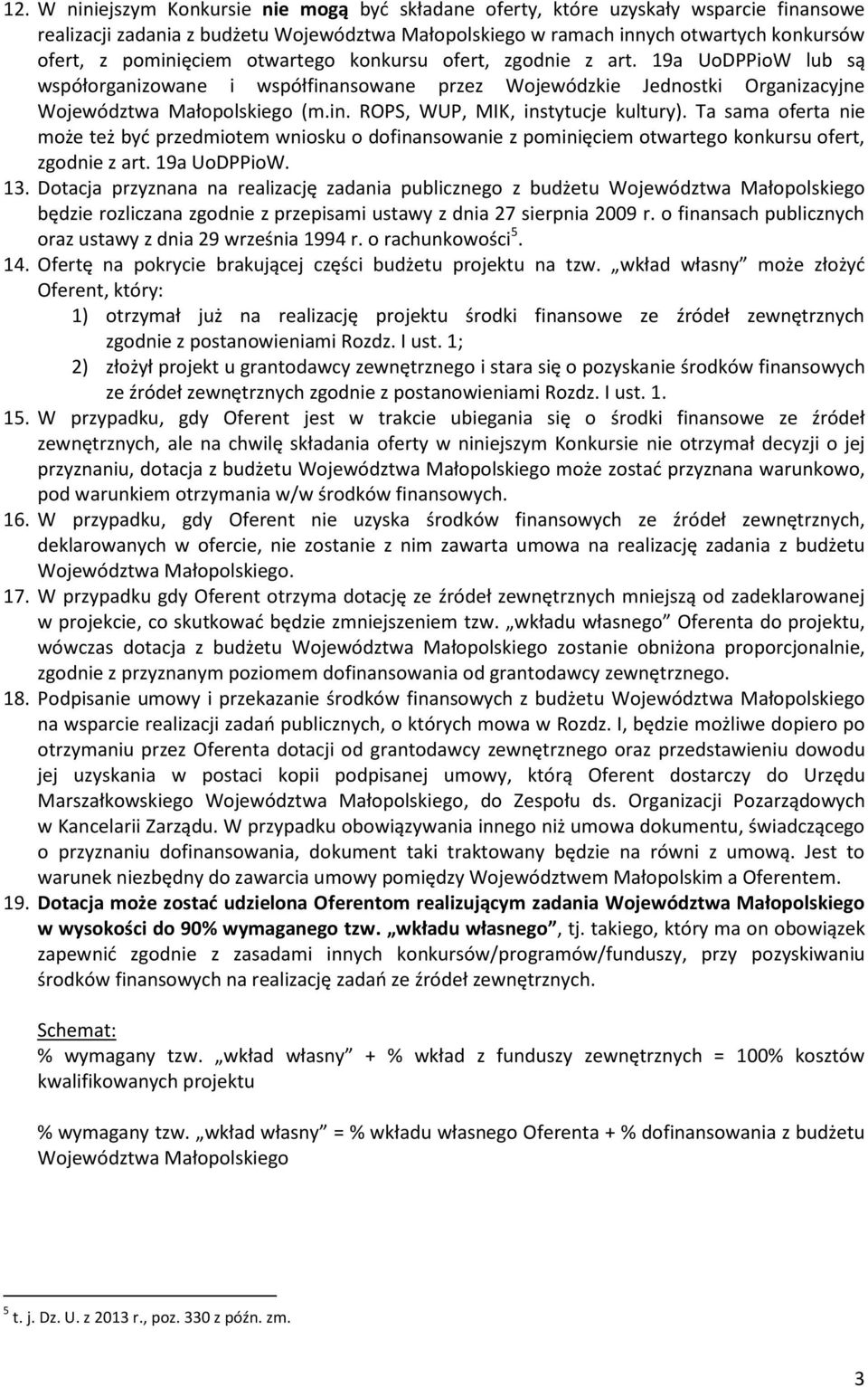 Ta sama oferta nie może też być przedmiotem wniosku o dofinansowanie z pominięciem otwartego konkursu ofert, zgodnie z art. 19a UoDPPioW. 13.