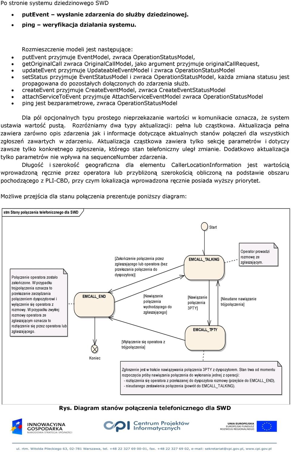 przyjmuje UpdateableEventMdel i zwraca OperatinStatusMdel setstatus przyjmuje EventStatusMdel i zwraca OperatinStatusMdel, każda zmiana statusu jest prpagwana d pzstałych dłącznych d zdarzenia służb.