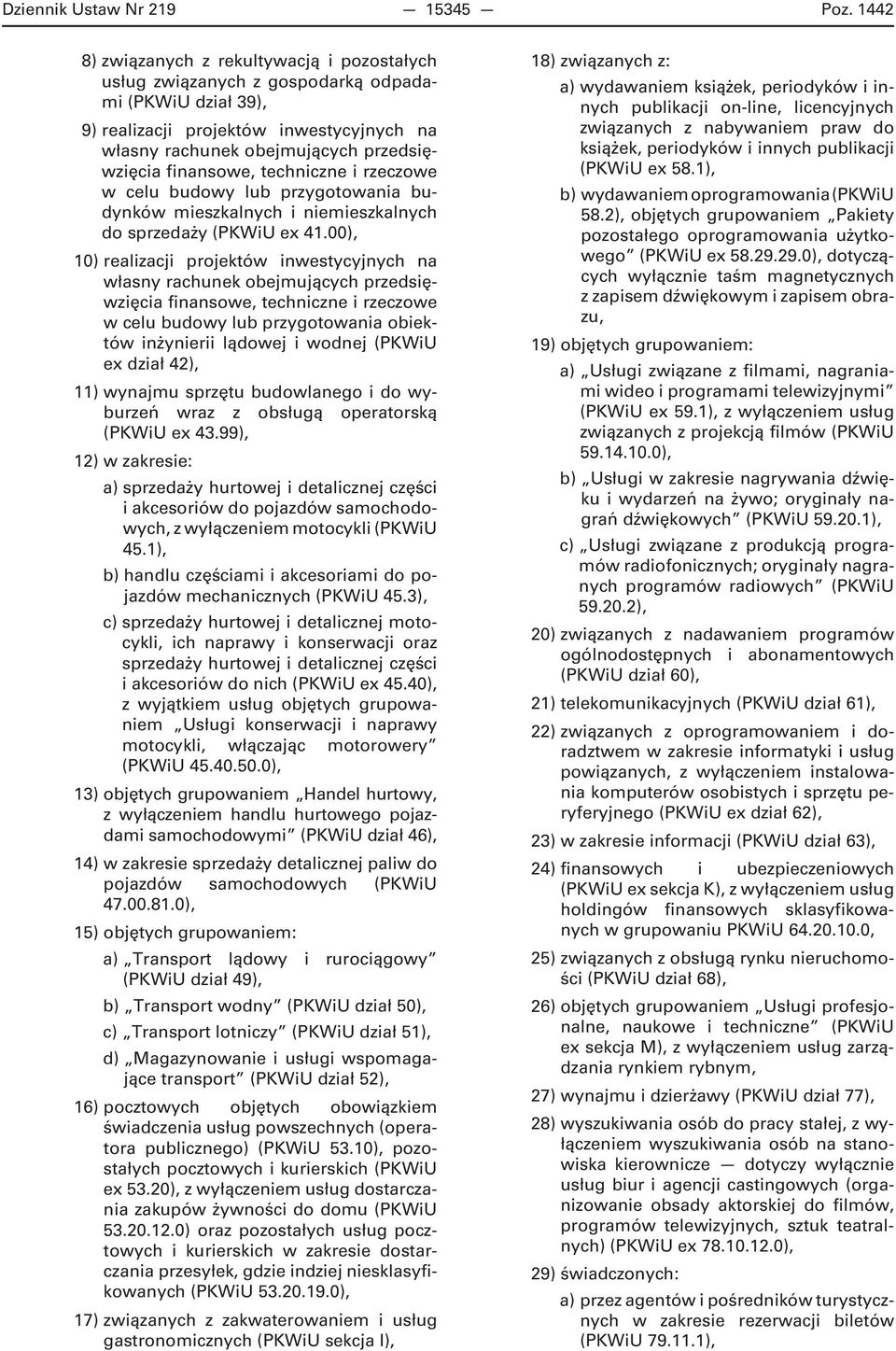 finansowe, techniczne i rzeczowe w celu budowy lub przygotowania budynków mieszkalnych i niemieszkalnych do sprzedaży (PKWiU ex 41.
