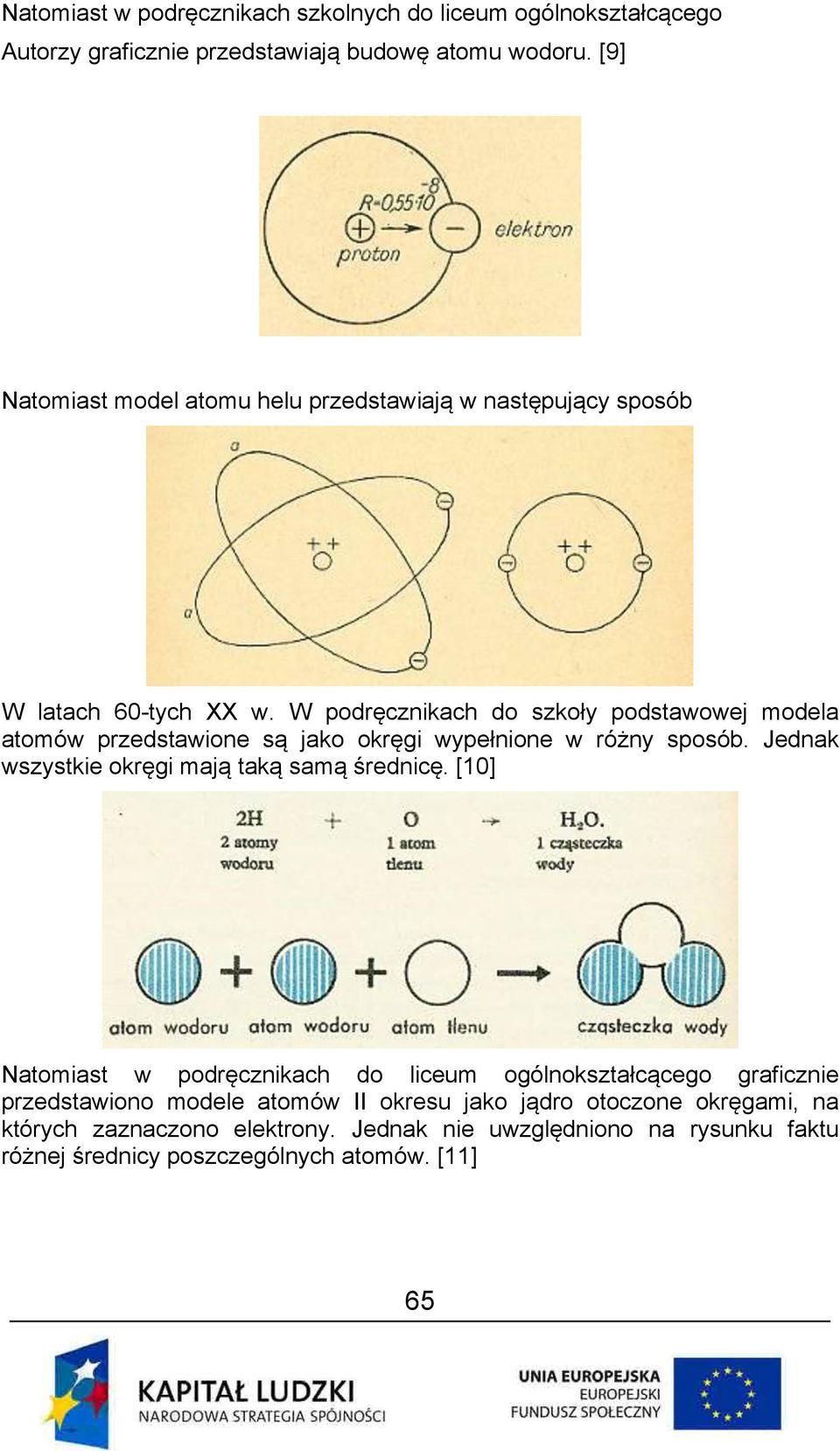 W podręcznikach do szkoły podstawowej modela atomów przedstawione są jako okręgi wypełnione w różny sposób. Jednak wszystkie okręgi mają taką samą średnicę.