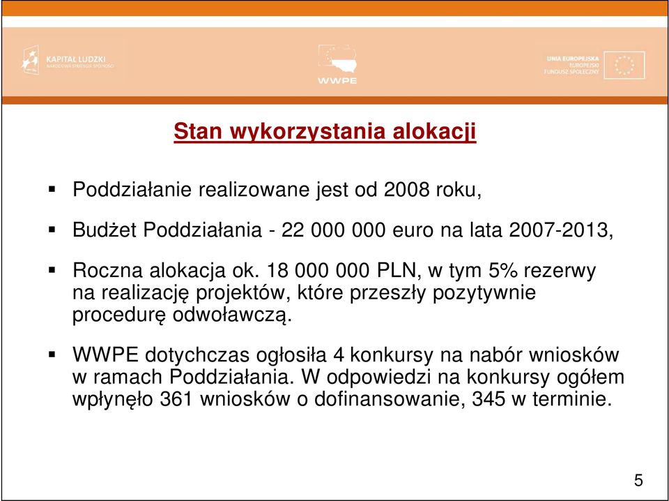 18 000 000 PLN, w tym 5% rezerwy na realizację projektów, które przeszły pozytywnie procedurę odwoławczą.