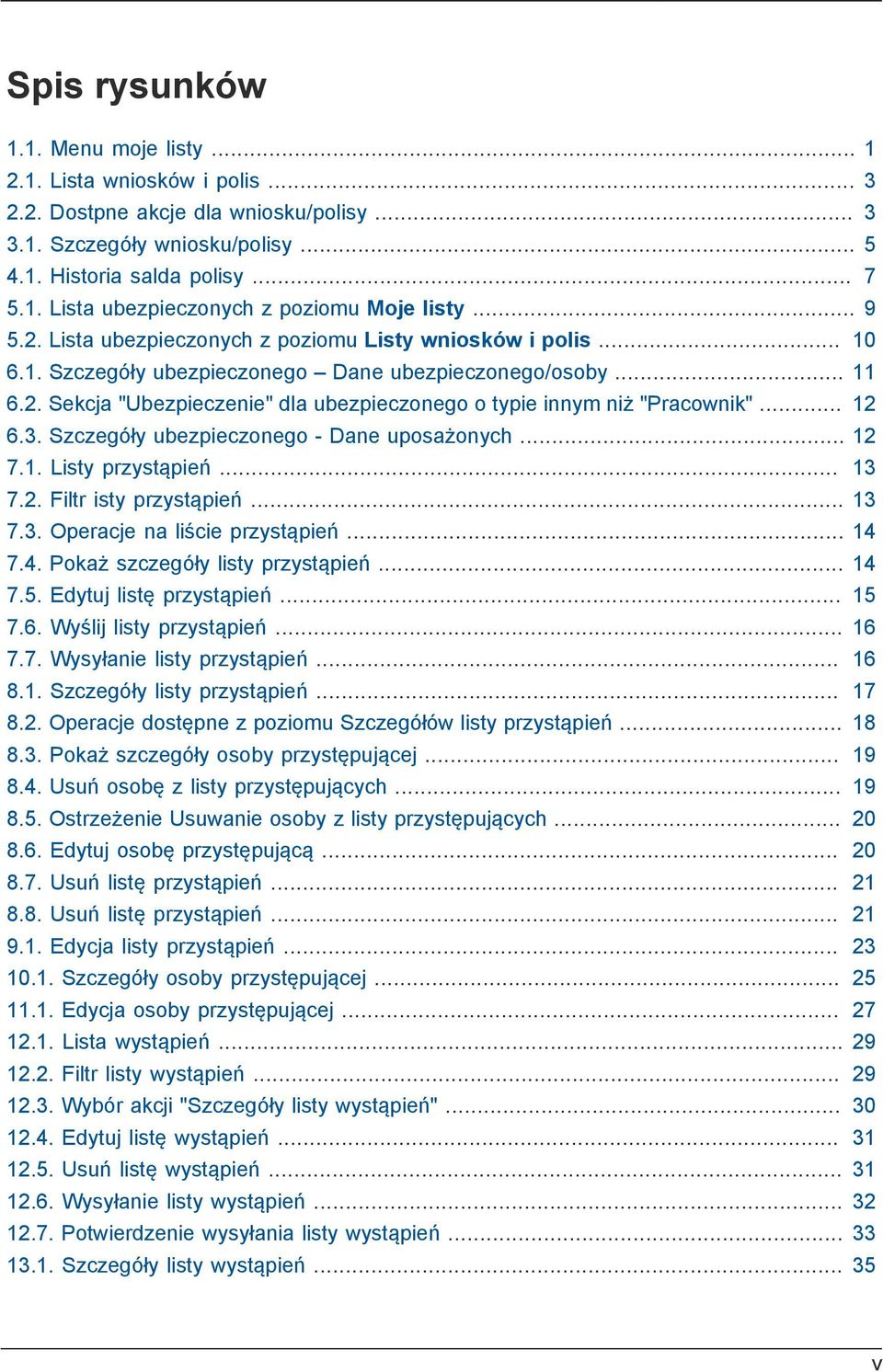 .. 12 6.3. Szczegóły ubezpieczonego - Dane uposażonych... 12 7.1. Listy przystąpień... 13 7.2. Filtr isty przystąpień... 13 7.3. Operacje na liście przystąpień... 14 