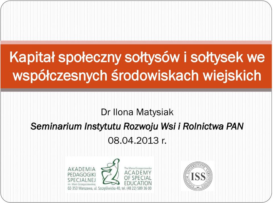 Dr Ilona Matysiak Seminarium Instytutu