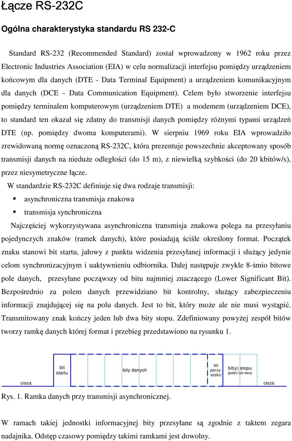 Celem było stworzenie interfejsu pomiędzy terminalem komputerowym (urządzeniem DTE) a modemem (urządzeniem DCE), to standard ten okazał się zdatny do transmisji danych pomiędzy róŝnymi typami