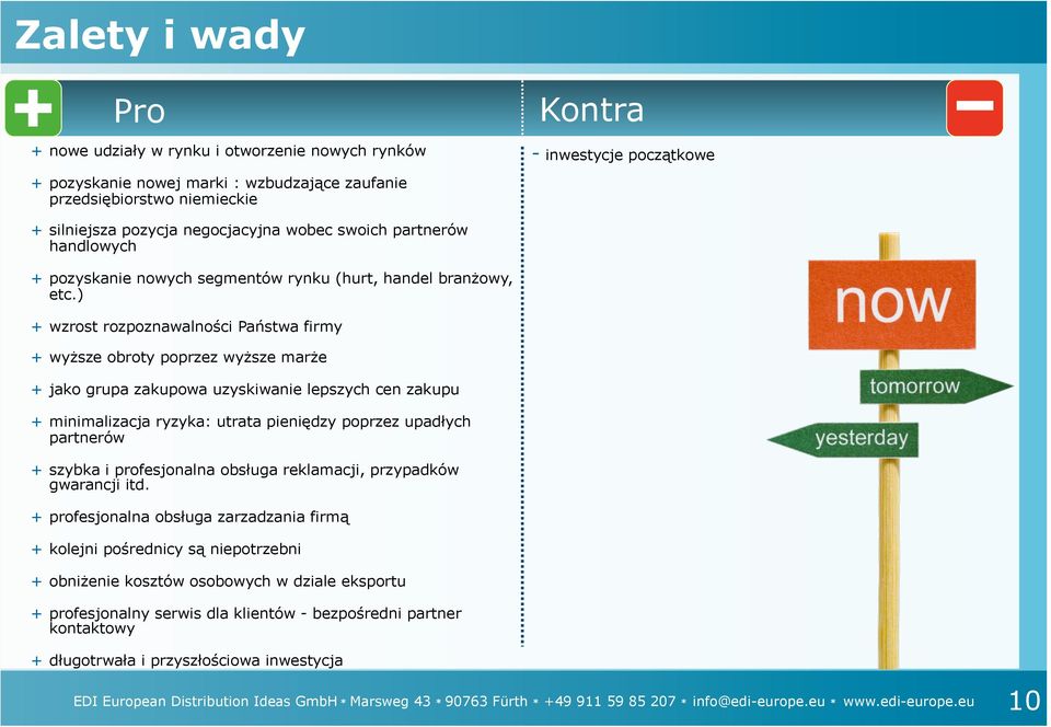 ) + wzrost rozpoznawalności Państwa firmy + wyższe obroty poprzez wyższe marże + jako grupa zakupowa uzyskiwanie lepszych cen zakupu + minimalizacja ryzyka: utrata pieniędzy poprzez upadłych