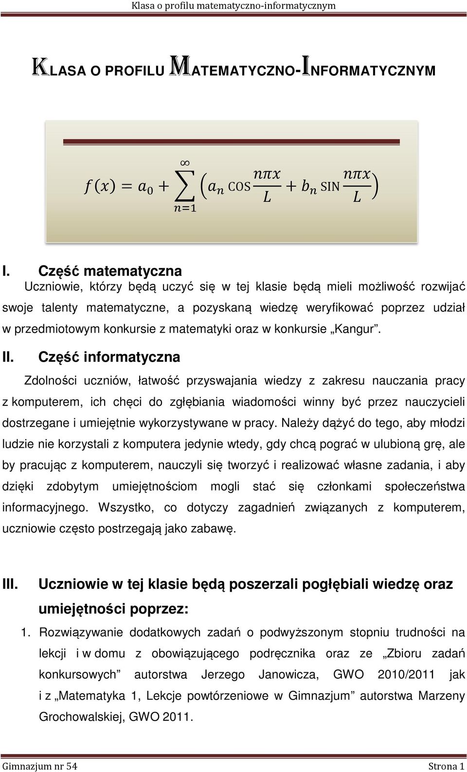 matematyki oraz w konkursie Kangur. II.