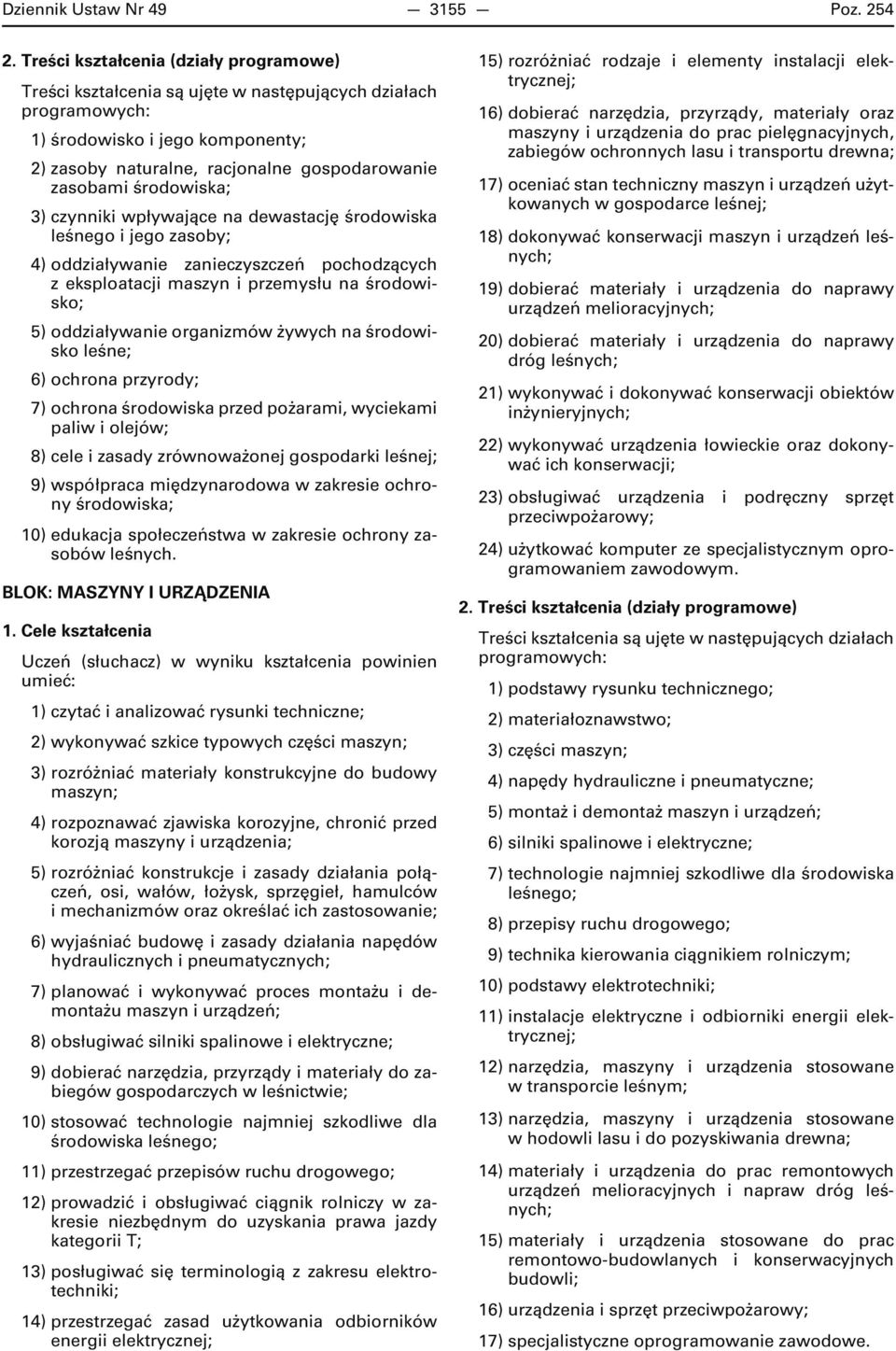 zanieczyszczeń pochodzących z eksploatacji maszyn i przemysłu na środowisko; 5) oddziaływanie organizmów żywych na środowisko leśne; 6) ochrona przyrody; 7) ochrona środowiska przed pożarami,