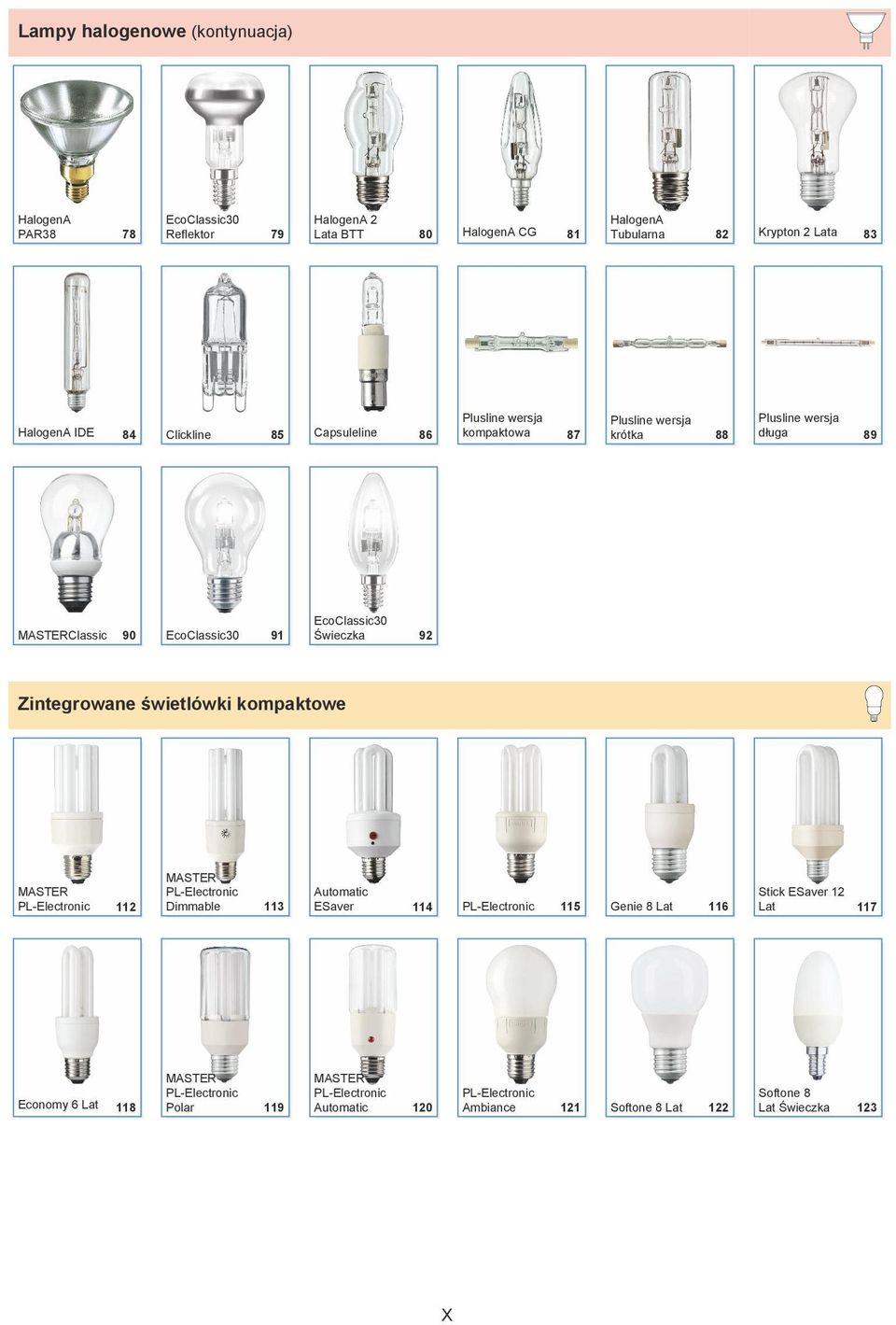 92 Zintegrowane świetlówki kompaktowe MASTER MASTER PL-Electronic Automatic Stick ESaver 12 PL-Electronic 112 immable 113 ESaver 114 PL-Electronic 115 Genie 8 Lat