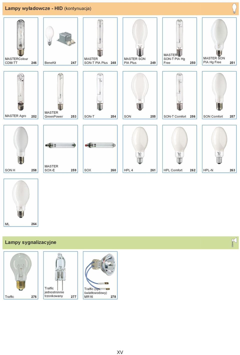 254 SON 255 SON-T omfort 256 SON omfort 257 MASTER SON H 258 SOX-E 259 SOX 260 HPL 4 261 HPL omfort 262 HPL-N