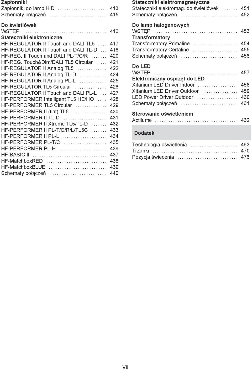 .. 426 HF-REGULATOR II Touch and ALI PL-L... 427 HF-PERFORMER Intelligent TL5 HE/HO... 428 HF-PERFORMERTL5ircular... 429 HF-PERFORMERII(flat)TL5... 430 HF-PERFORMERIITL-.