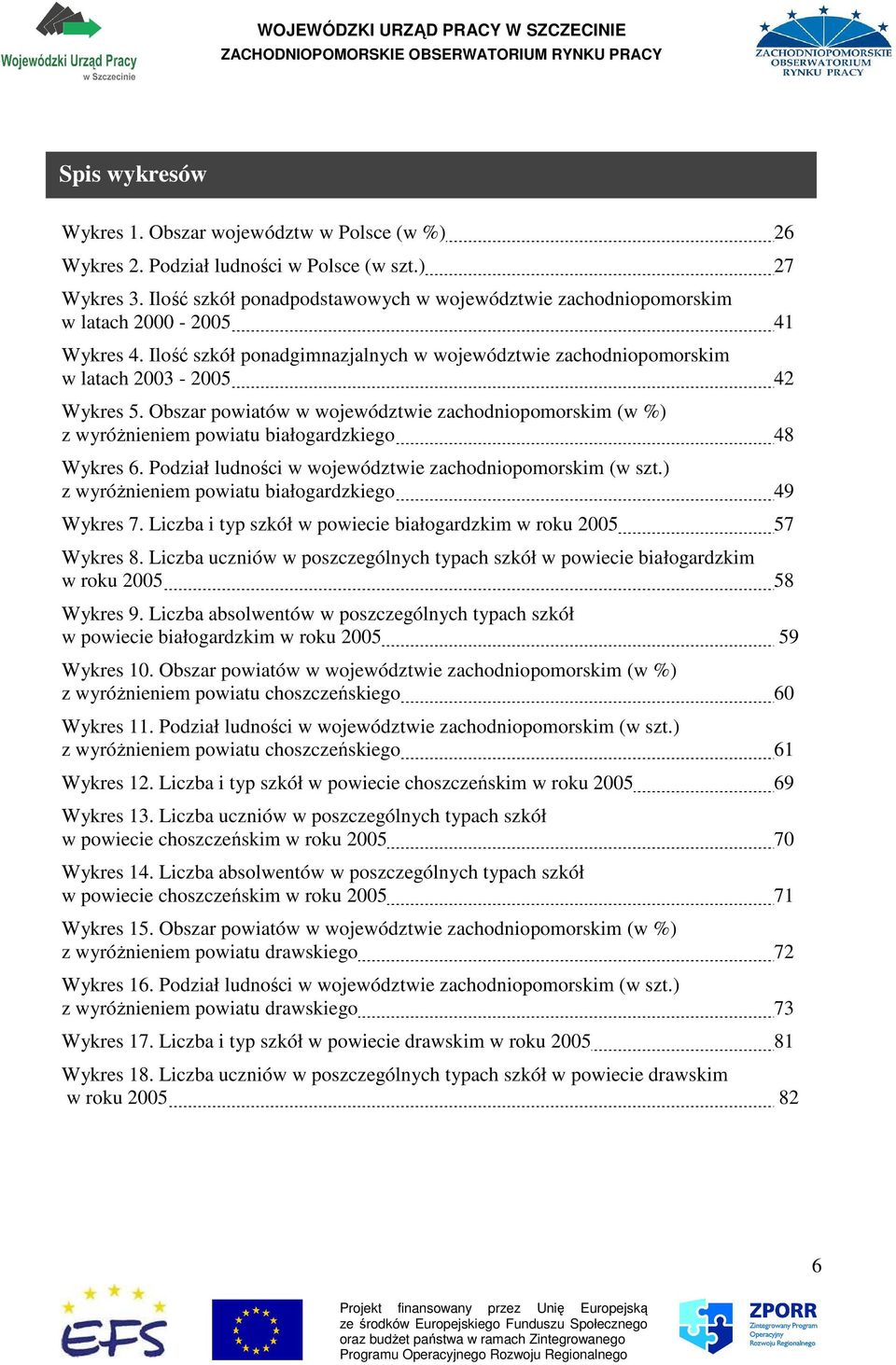 Obszar powiatów w województwie zachodniopomorskim (w %) z wyróŝnieniem powiatu białogardzkiego 48 Wykres 6. Podział ludności w województwie zachodniopomorskim (w szt.