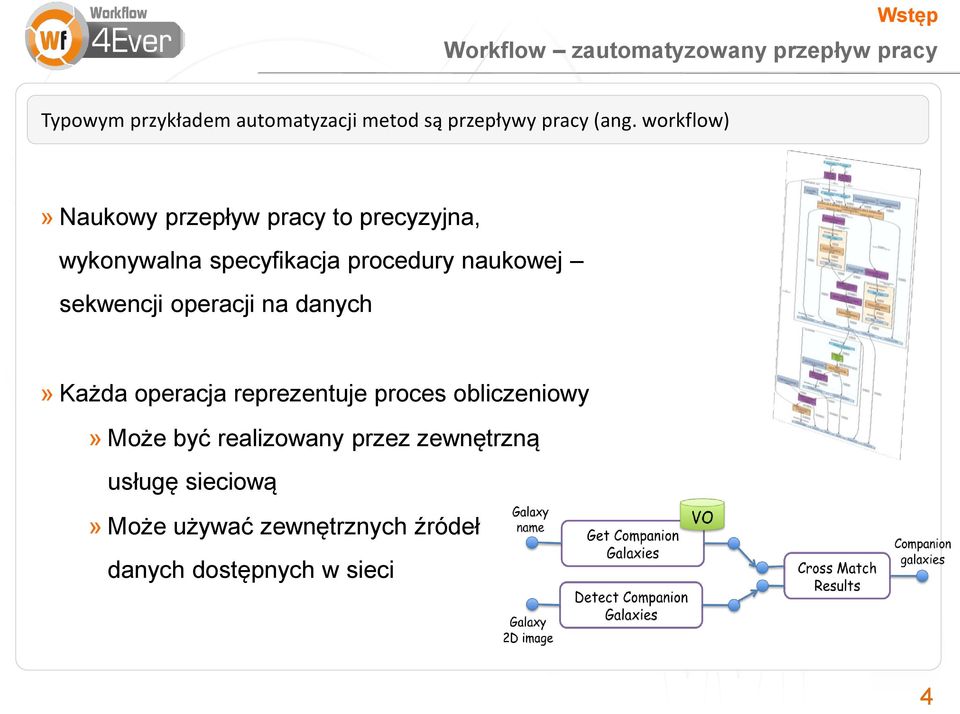 workflow)» Naukowy przepływ pracy to precyzyjna, wykonywalna specyfikacja procedury naukowej