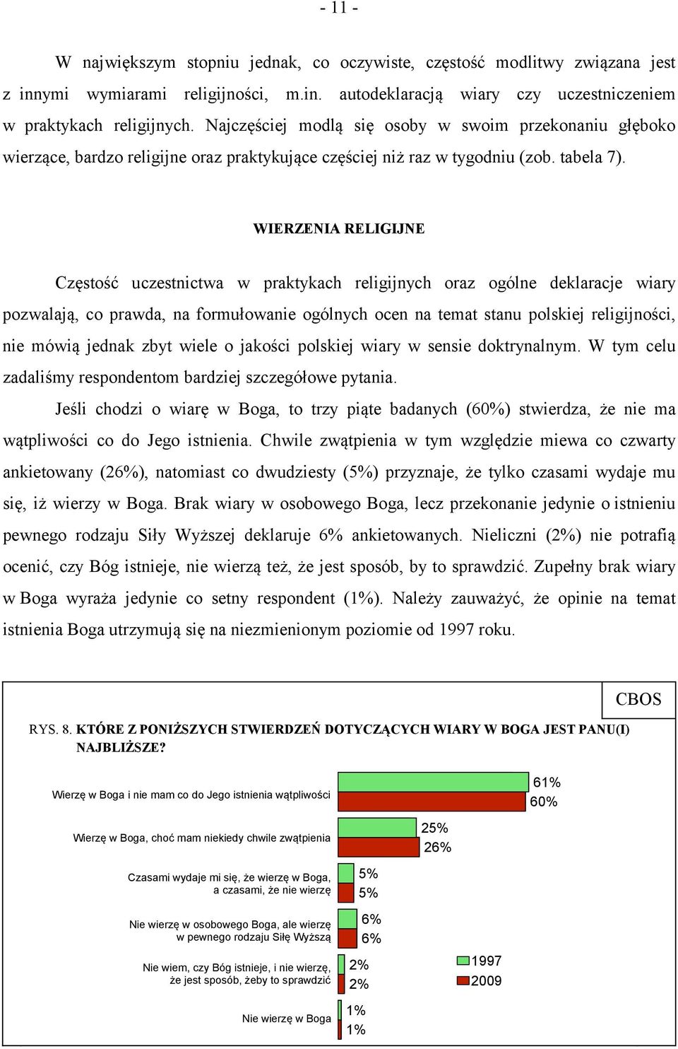 WIERZENIA RELIGIJNE Częstość uczestnictwa w praktykach religijnych oraz ogólne deklaracje wiary pozwalają, co prawda, na formułowanie ogólnych ocen na temat stanu polskiej religijności, nie mówią