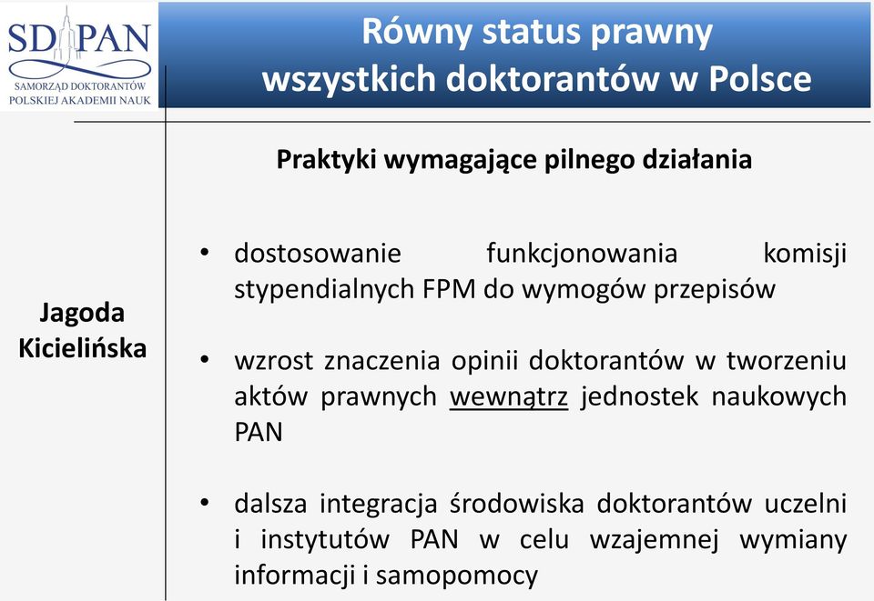 opinii doktorantów w tworzeniu aktów prawnych wewnątrz jednostek naukowych PAN dalsza