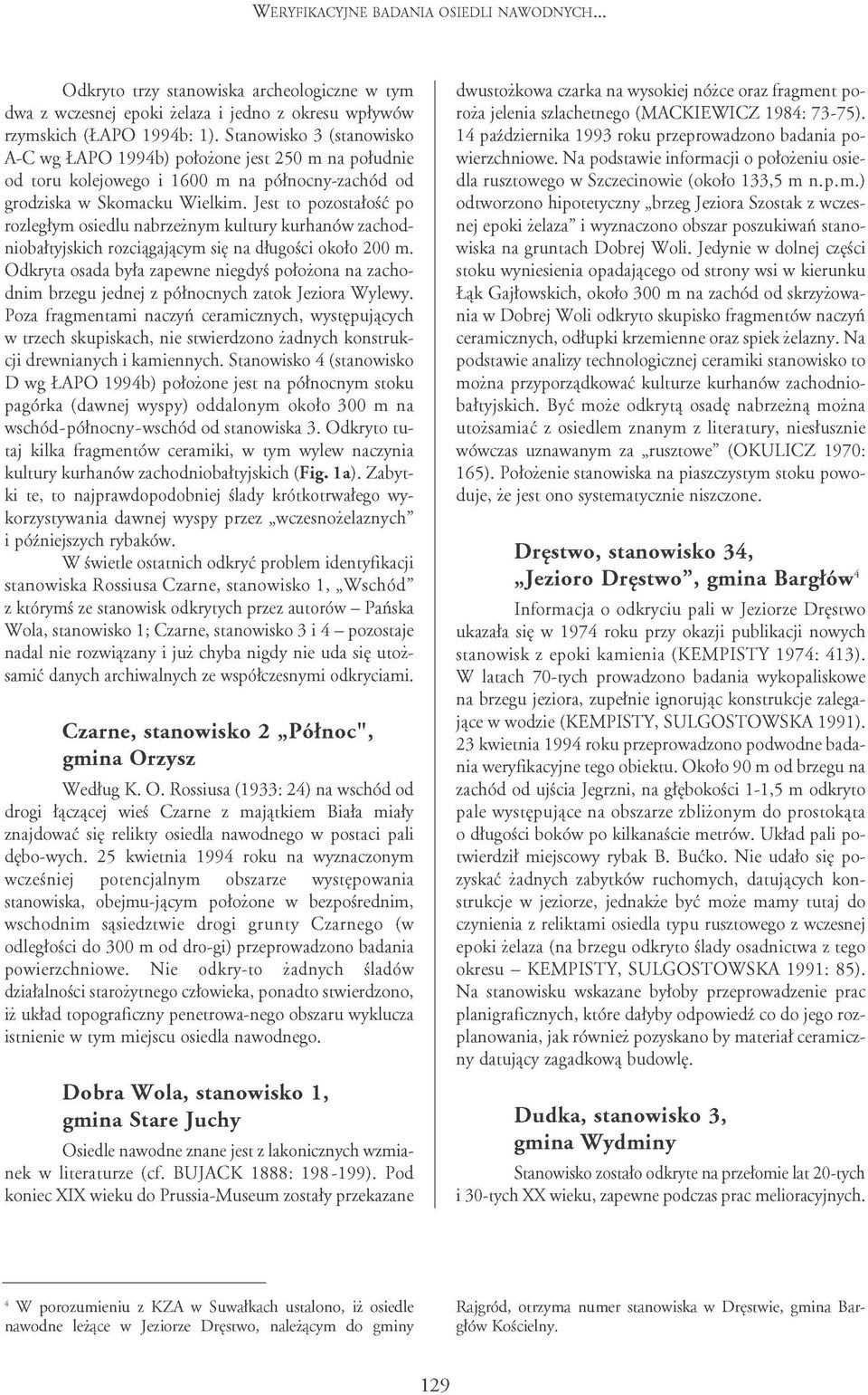 Jest to pozostałość po rozległym osiedlu nabrzeżnym kultury kurhanów zachodniobałtyjskich rozciągającym się na długości około 200 m.