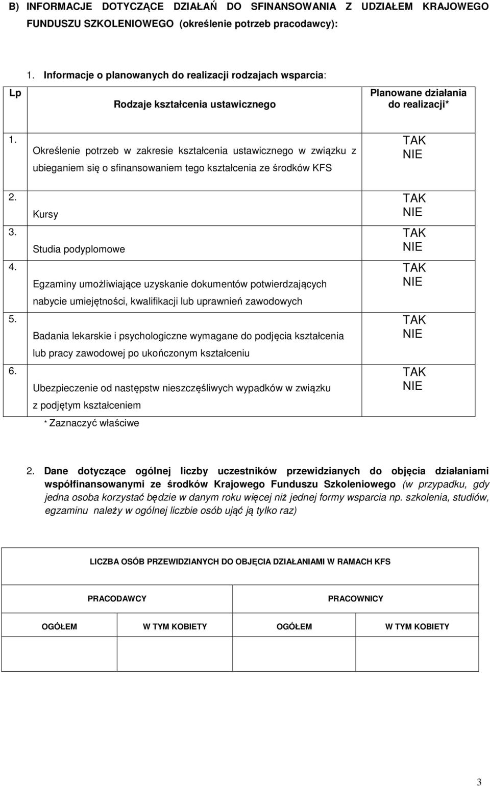 Określenie potrzeb w zakresie kształcenia ustawicznego w związku z ubieganiem się o sfinansowaniem tego kształcenia ze środków KFS 2. 3. 4. 5. 6.