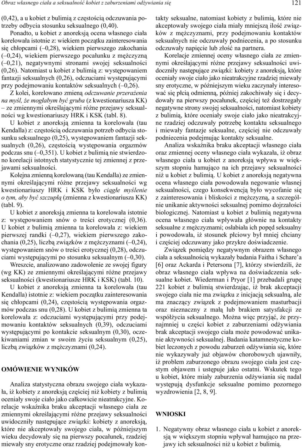 mê czyzn¹ ( 0,21), negatywnymi stronami swojej seksualnoœci (0,26).