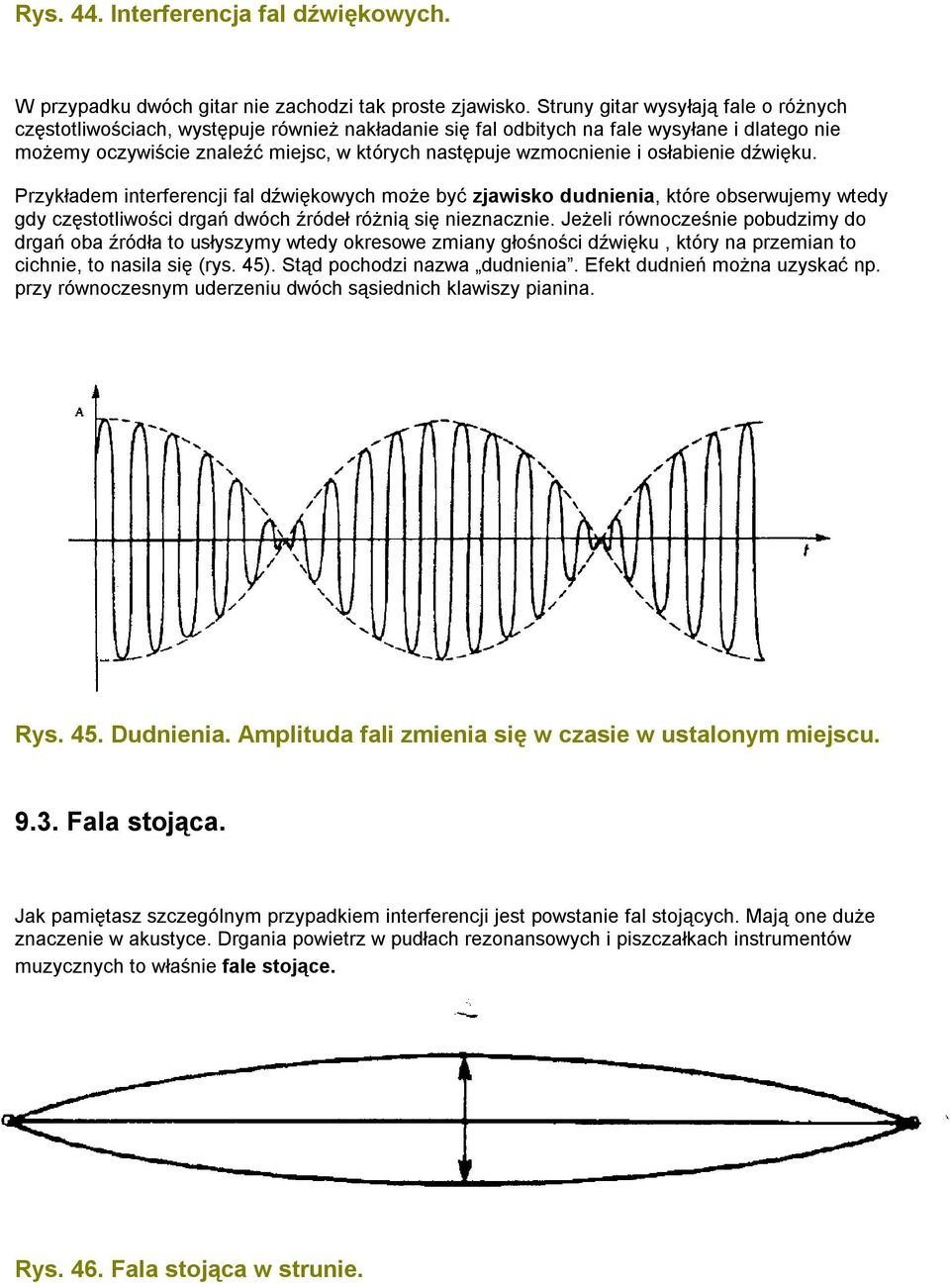 i osłabienie dźwięku. Przykładem interferencji fal dźwiękowych może być zjawisko dudnienia, które obserwujemy wtedy gdy częstotliwości drgań dwóch źródeł różnią się nieznacznie.