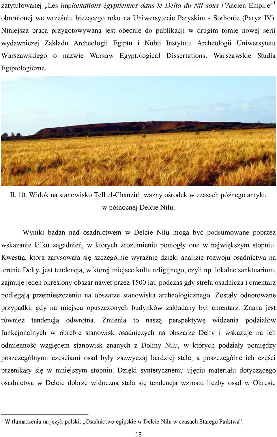 Egyptological Dissertations. Warszawskie Studia Egiptologiczne. Il. 10. Widok na stanowisko Tell el-chanziri, ważny ośrodek w czasach późnego antyku w północnej Delcie Nilu.