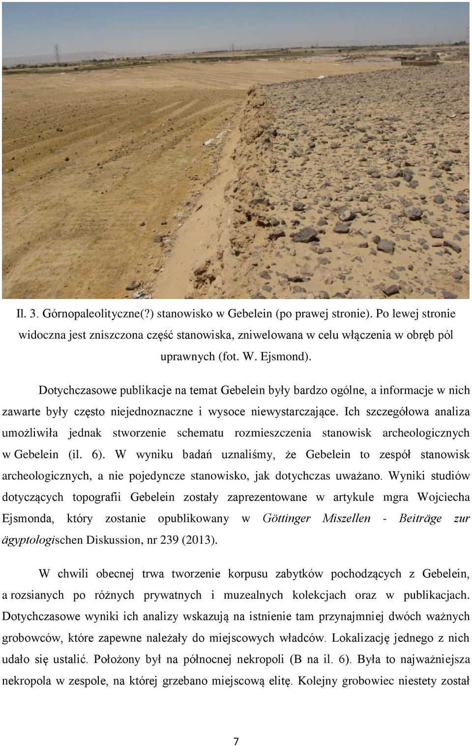 Ich szczegółowa analiza umożliwiła jednak stworzenie schematu rozmieszczenia stanowisk archeologicznych w Gebelein (il. 6).