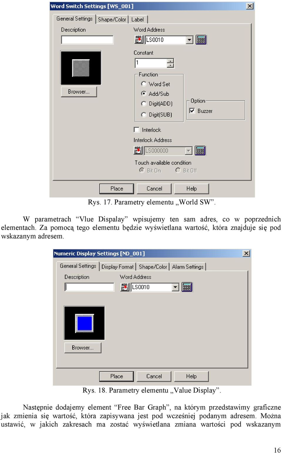 Parametry elementu Value Display.